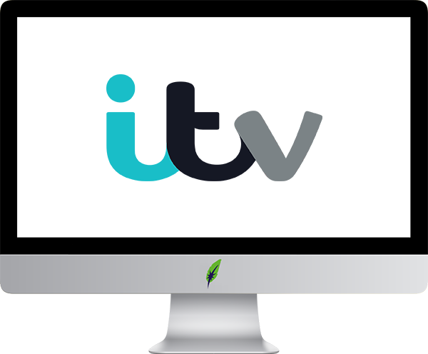 Afbeelding computerscherm met logo ITV - Engeland - in kleur op transparante achtergrond - 600 * 496 pixels